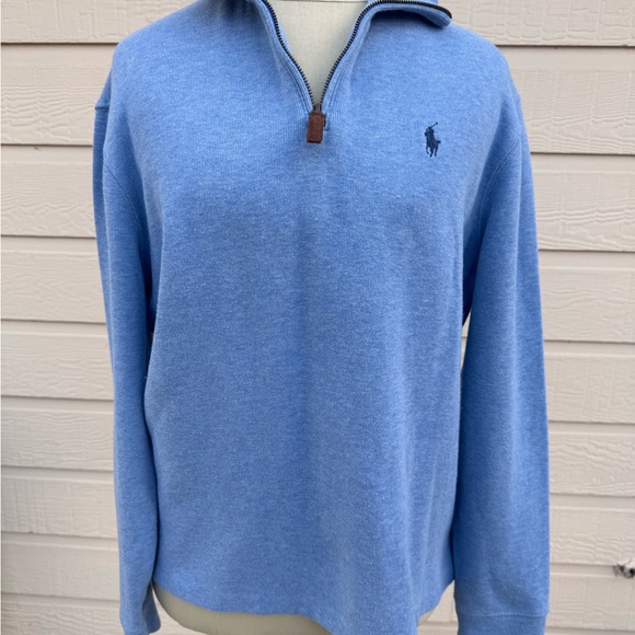 Polo by Ralph Lauren Men's Blue Quarter-Zip Sweater - Picture 9 of 11